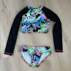 Art Class Black and Multicolor Kids Swim Bikini